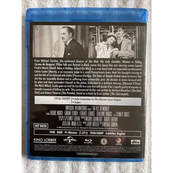 An Act of Murder  Blu-ray - Kino Lorber - Fredric March, Geraldine Brooks - Picture 2 of 4
